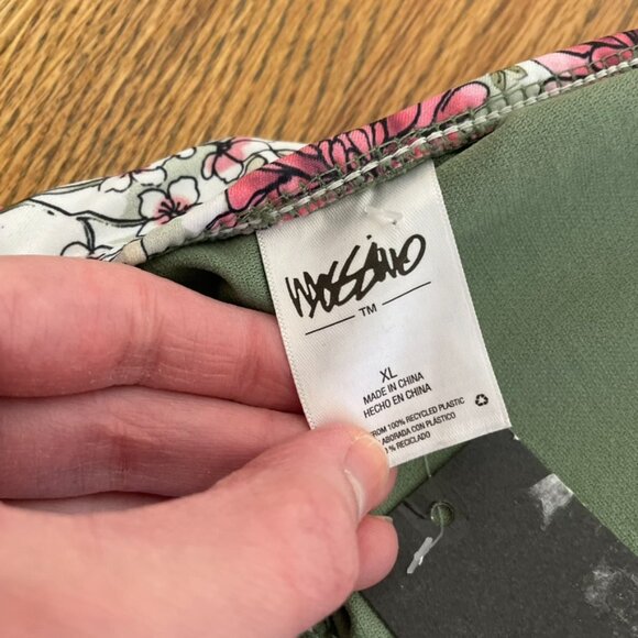 NEW NWT MOSSIMO Ring Halter Triangle Bikini Top Green Pink White Floral JRS ? XL - Picture 9 of 14